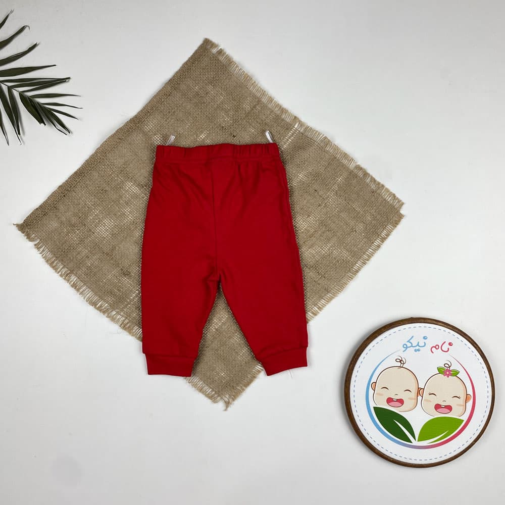 شلوار نوزادی مچ دار برند C and A طرح ساده کمرکش قرمز رنگ – 3 تا 6 ماه — تصویر ۴