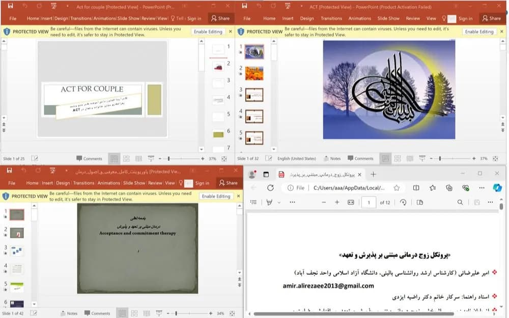 پکیج پاورپوینت درمان مبتنی بر پذیرش و تعهد (ACT)