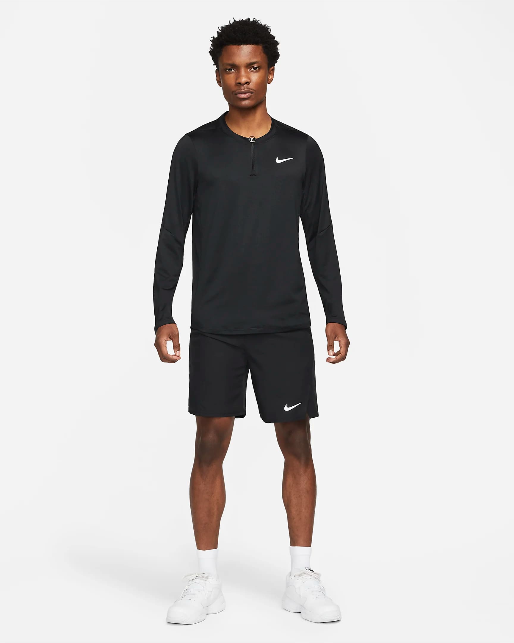 تی شرت نیم زیپ تنیس مردانه نایک NikeCourt Dri-FIT Advantage-مشکی — تصویر ۴