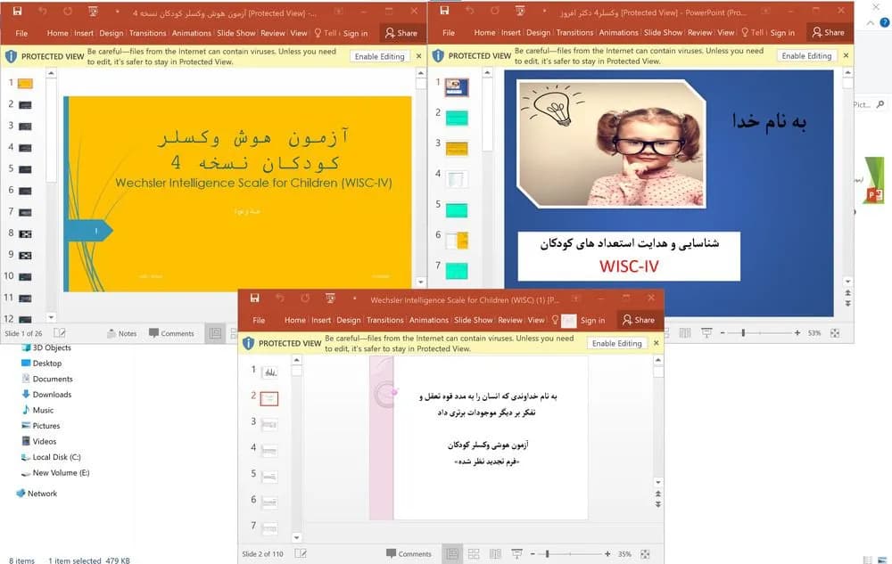 پکیج پاورپوینت آزمون هوش وکسلر کودکان و بزرگسالان – شامل 6 فایل