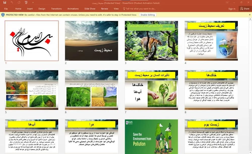 پاورپوینت محیط زیست – به همراه تاثیرات انسان بر محیط زیست و (زیست بوم)