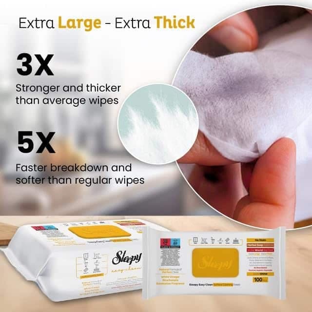 دستمال مرطوب اسلیپی Sleepy زرد مدل Easy Clean | بسته 100 عددی — تصویر ۷