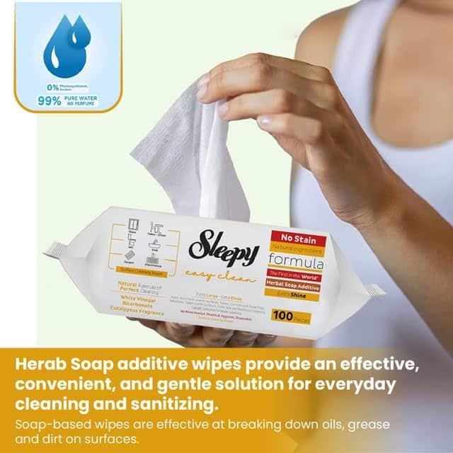 دستمال مرطوب اسلیپی Sleepy زرد مدل Easy Clean | بسته 100 عددی — تصویر ۴
