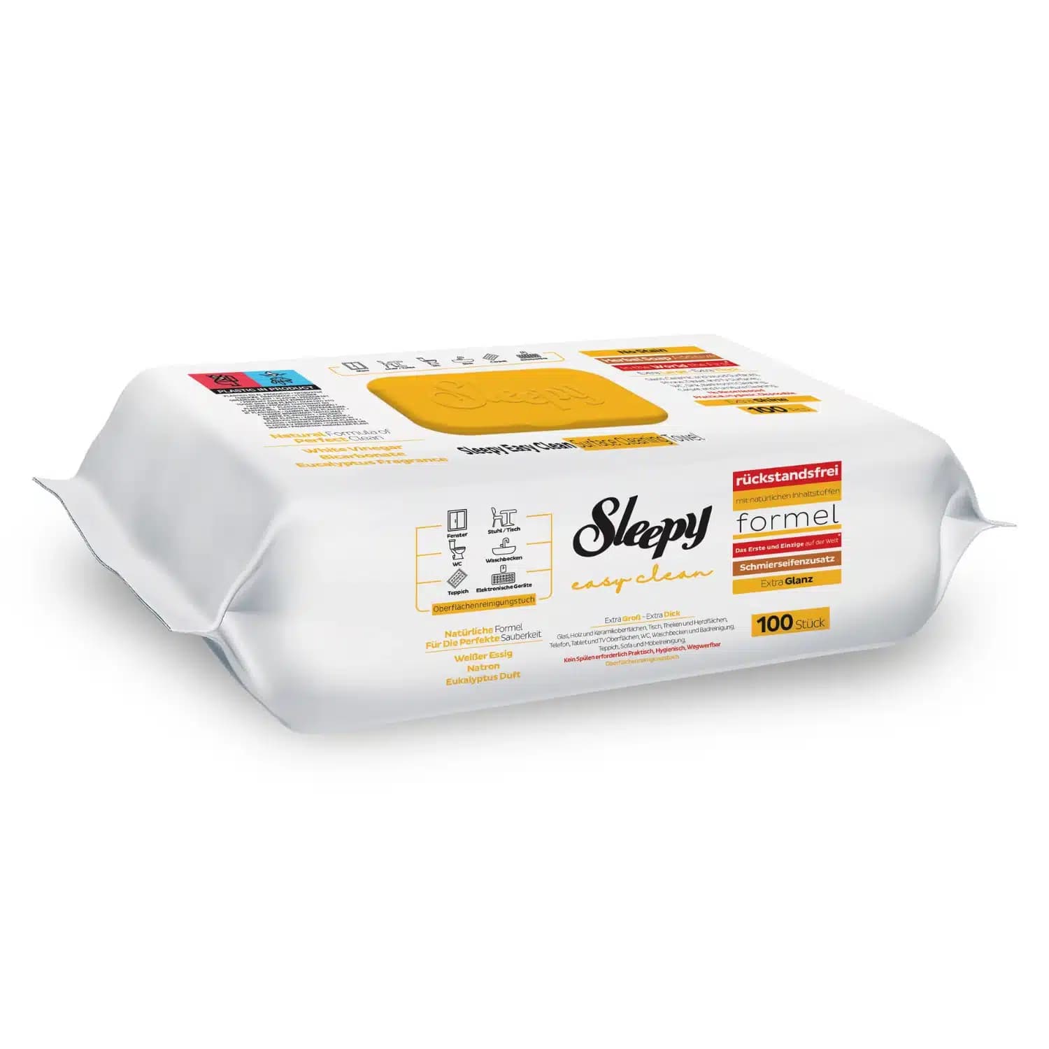 دستمال مرطوب اسلیپی Sleepy زرد مدل Easy Clean | بسته 100 عددی