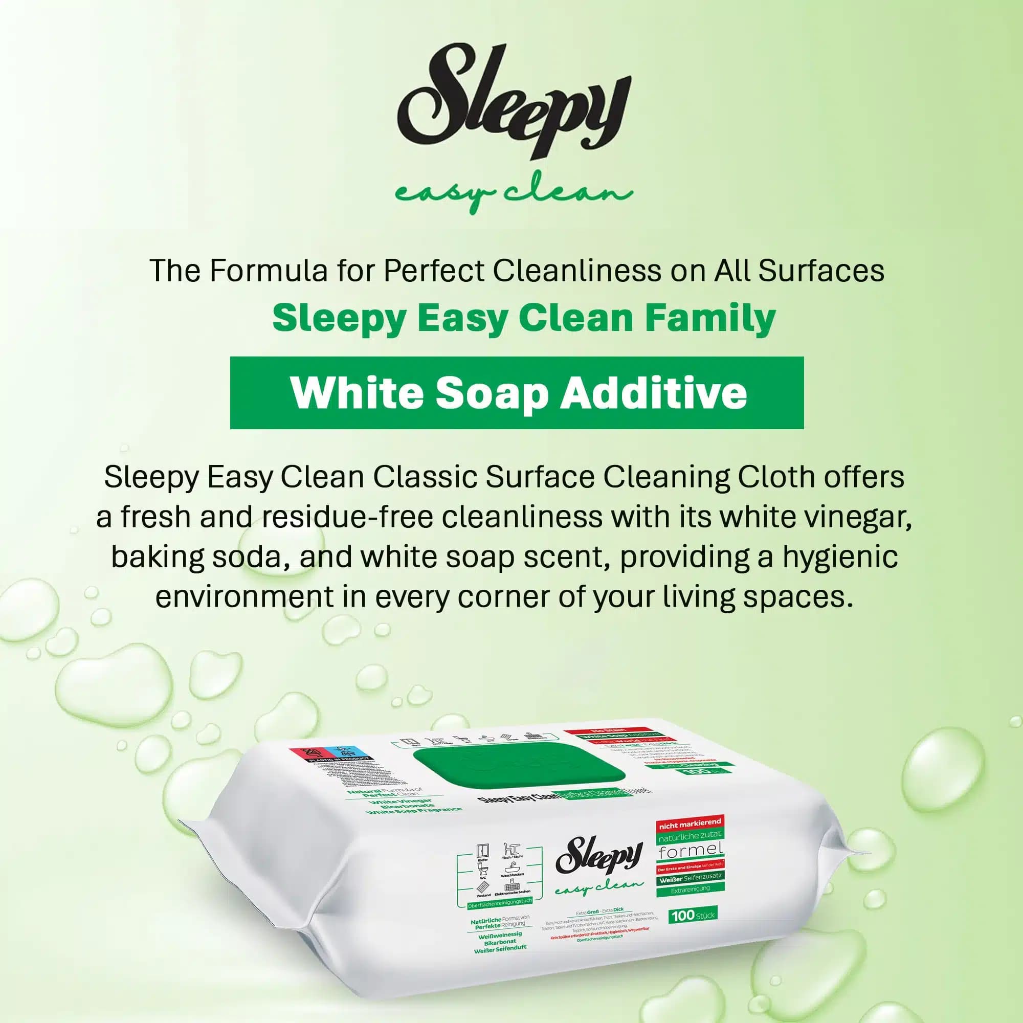 دستمال مرطوب اسلیپی Sleepy سبز مدل Easy Clean | بسته 100 عددی — تصویر ۴