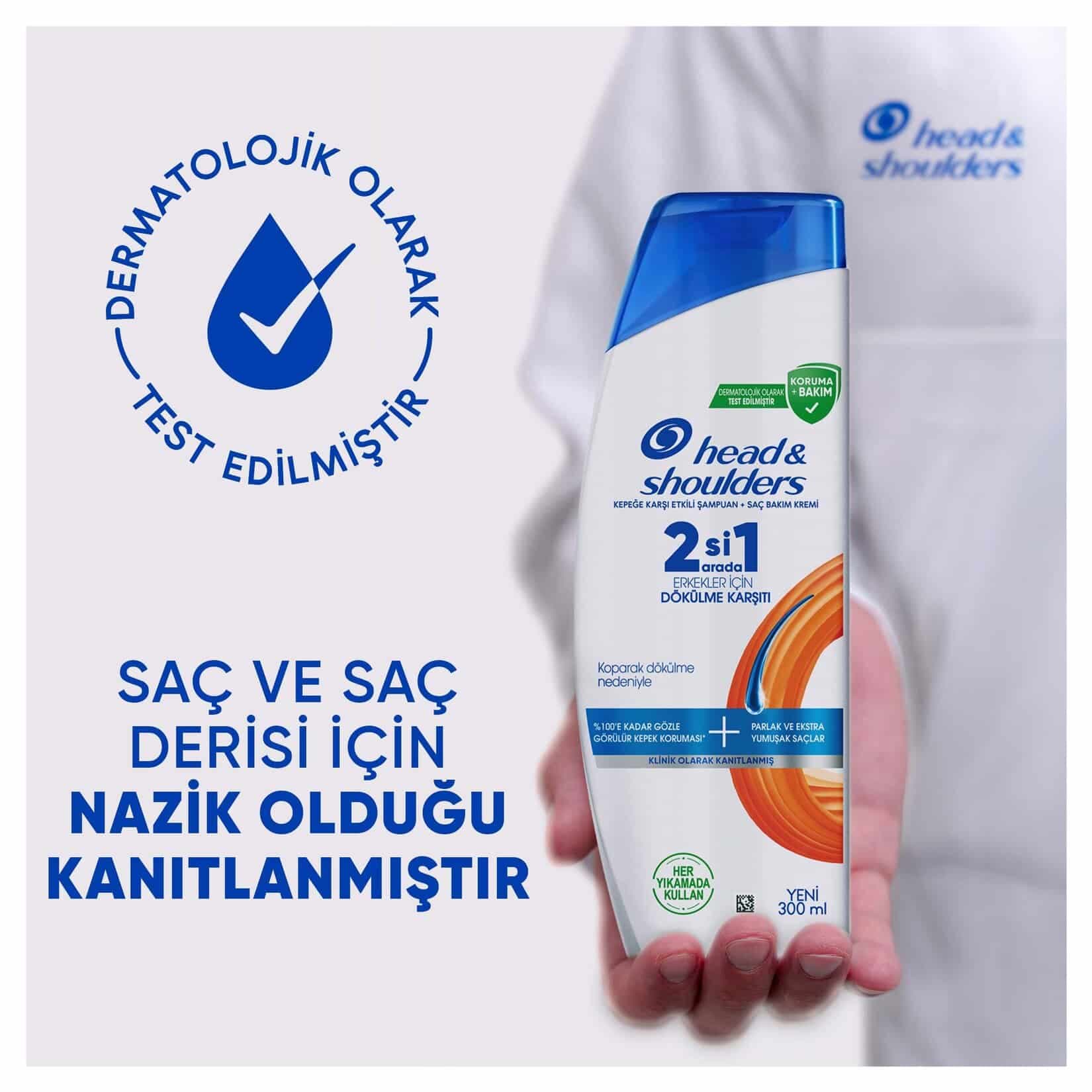 شامپو ضد شوره و ضد ریزش 2 در 1 هد اند شولدرز مدل Dökülme Karşıtı مناسب آقایان | حجم 330 میل — تصویر ۳