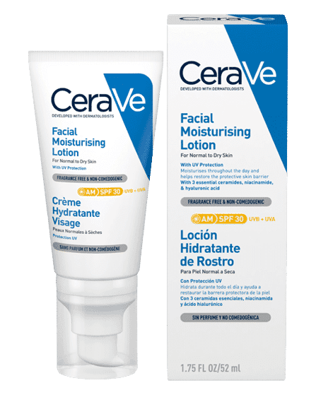 لوسیون مرطوب کننده و ضد آفتاب سراوی CeraVe مدل Facial Moisturizing Lotion – با SPF 30 – مناسب پوست‌های نرمال تا خشک | حجم 52 میلی‌لیتر