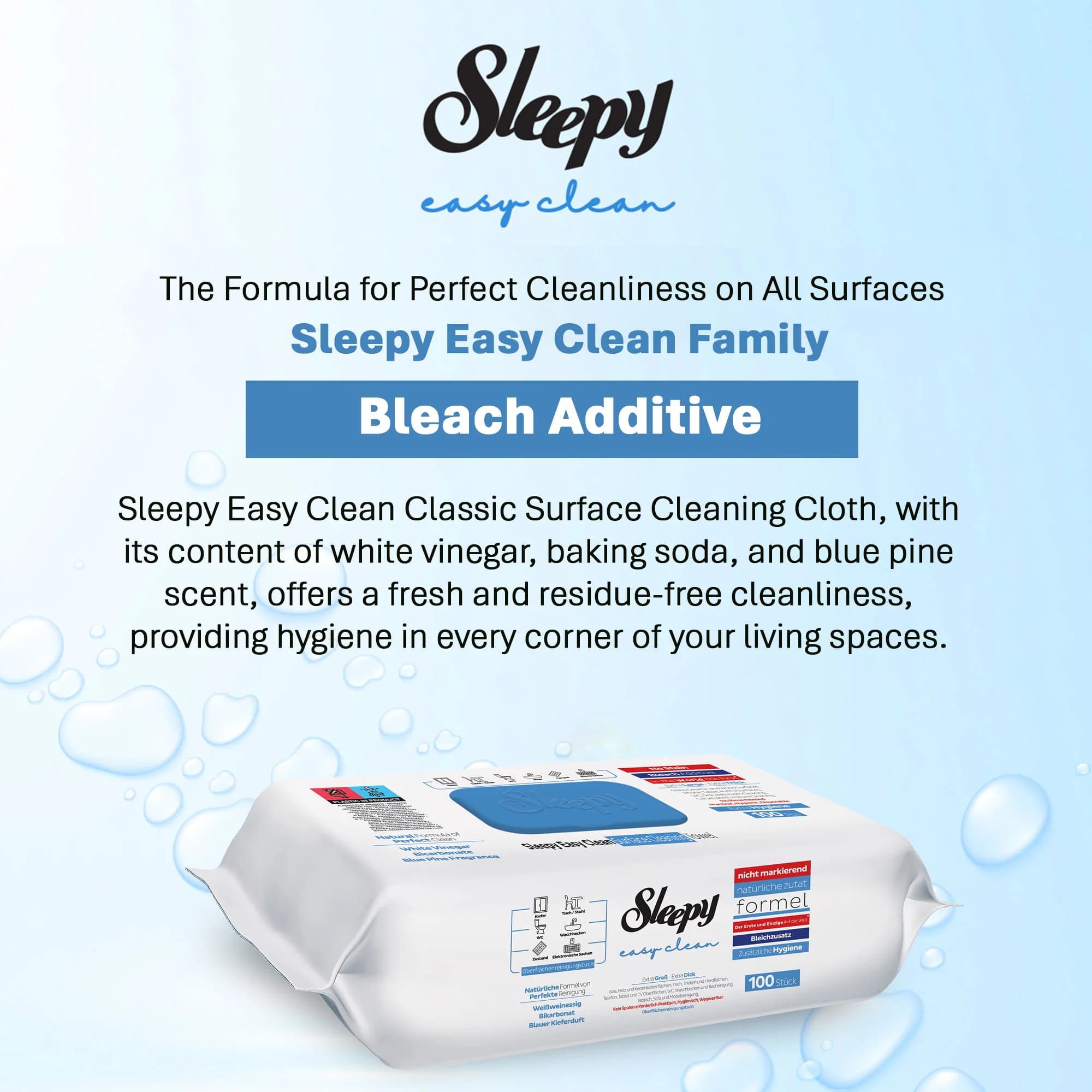 دستمال مرطوب اسلیپی Sleepy آبی مدل Easy Clean | بسته 100 عددی — تصویر ۵