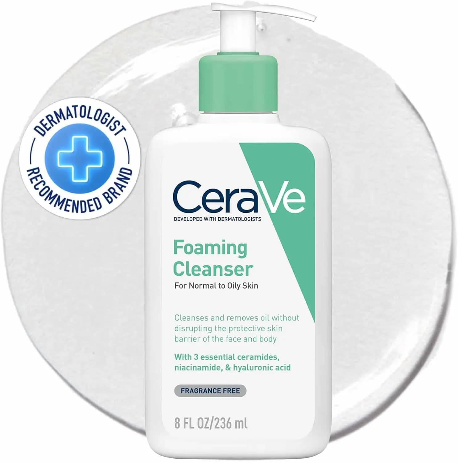 فوم شستشوی سراوی CeraVe مدل Foaming Cleanser – مناسب پوستهای نرمال تا چرب | حجم 236 میلیلیتر — تصویر ۲