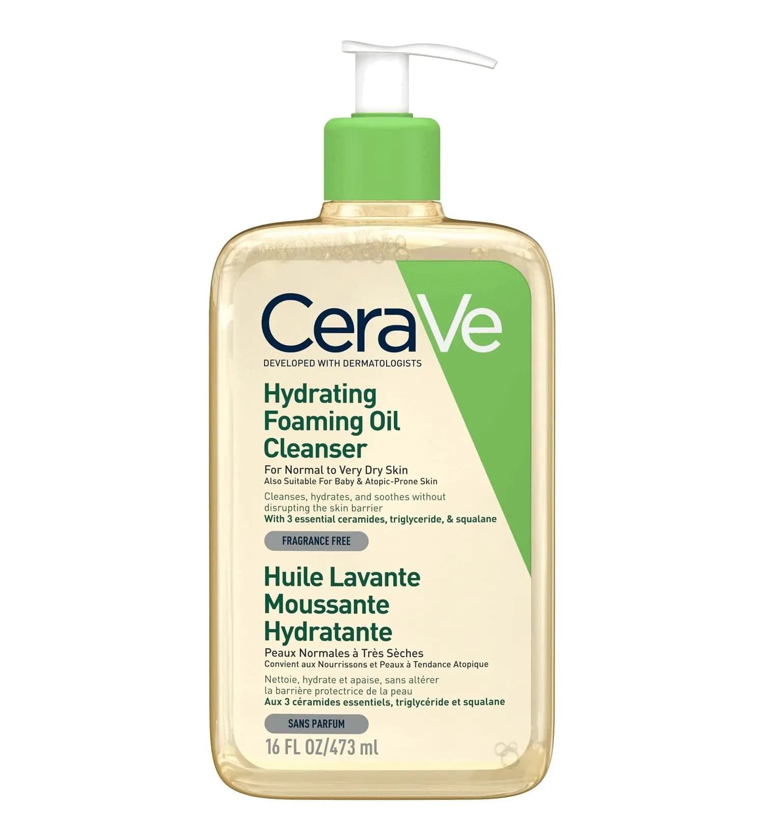 فوم شستشو روغنی و آبرسان سراوی CeraVe مدل Hydrating Foaming Oil Cleanser – مناسب پوست‌های نرمال تا خیلی خشک | حجم 473 میلی‌لیتر