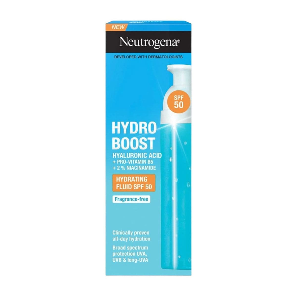 ضد آفتاب فلوئیدی نوتروژینا مدل Hydro Boost با +SPF 50 | حجم 50 میل — تصویر ۲