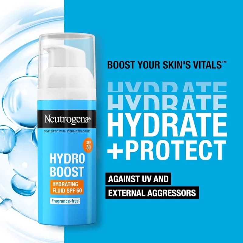ضد آفتاب فلوئیدی نوتروژینا مدل Hydro Boost با +SPF 50 | حجم 50 میل — تصویر ۳