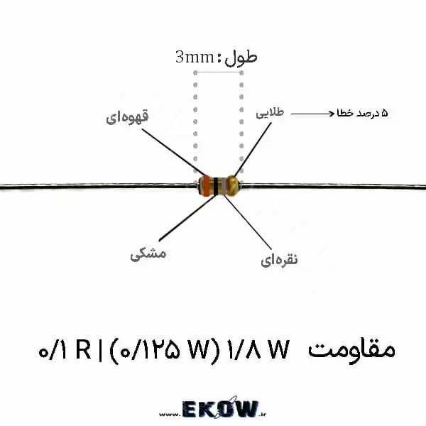 مقاومت 1/8 وات 0.1 اهم ( 1/8W 0.1R ) پک 100 عددی