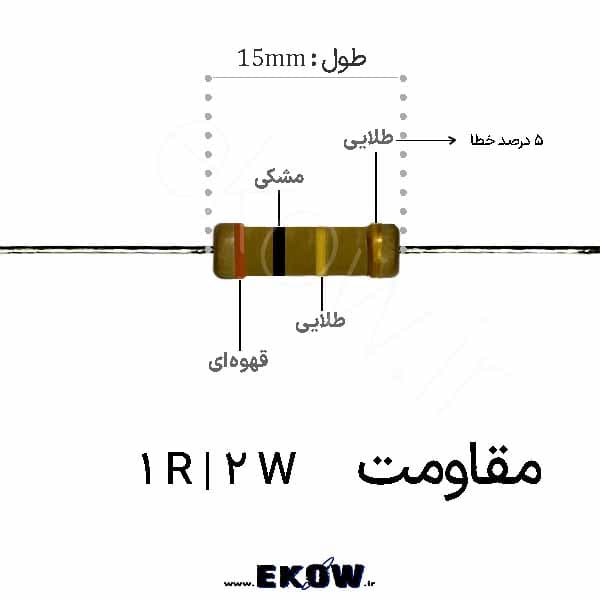 مقاومت 2 وات 1 اهم ( 2W 1 R) پک 50 عددی