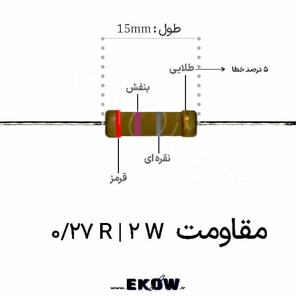 مقاومت 2 وات 0.27 اهم ( 2W 0.27 R) پک 50 عددی