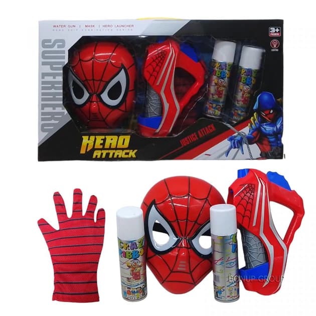 ست دستکش تارانداز و آبپاش مرد عنکبوتی Spiderman مدل 2 در 1 همراه با نقاب — تصویر ۲