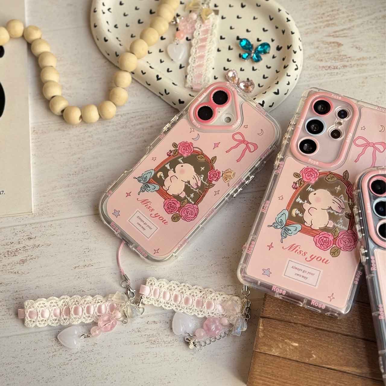 قاب خرگوش Miss You با بند ست برای گوشی های آیفون — تصویر ۵