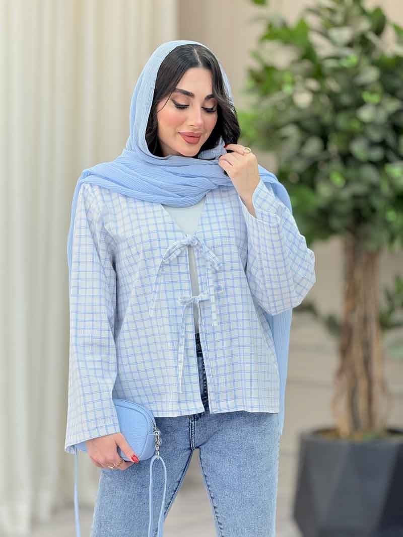 مانتو چهارخونه جلو بند کد 4968 — تصویر ۲