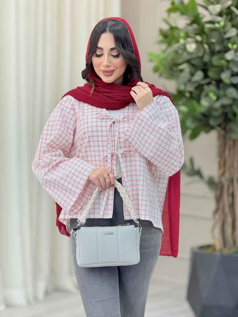 مانتو چهارخونه جلو بند کد 4968