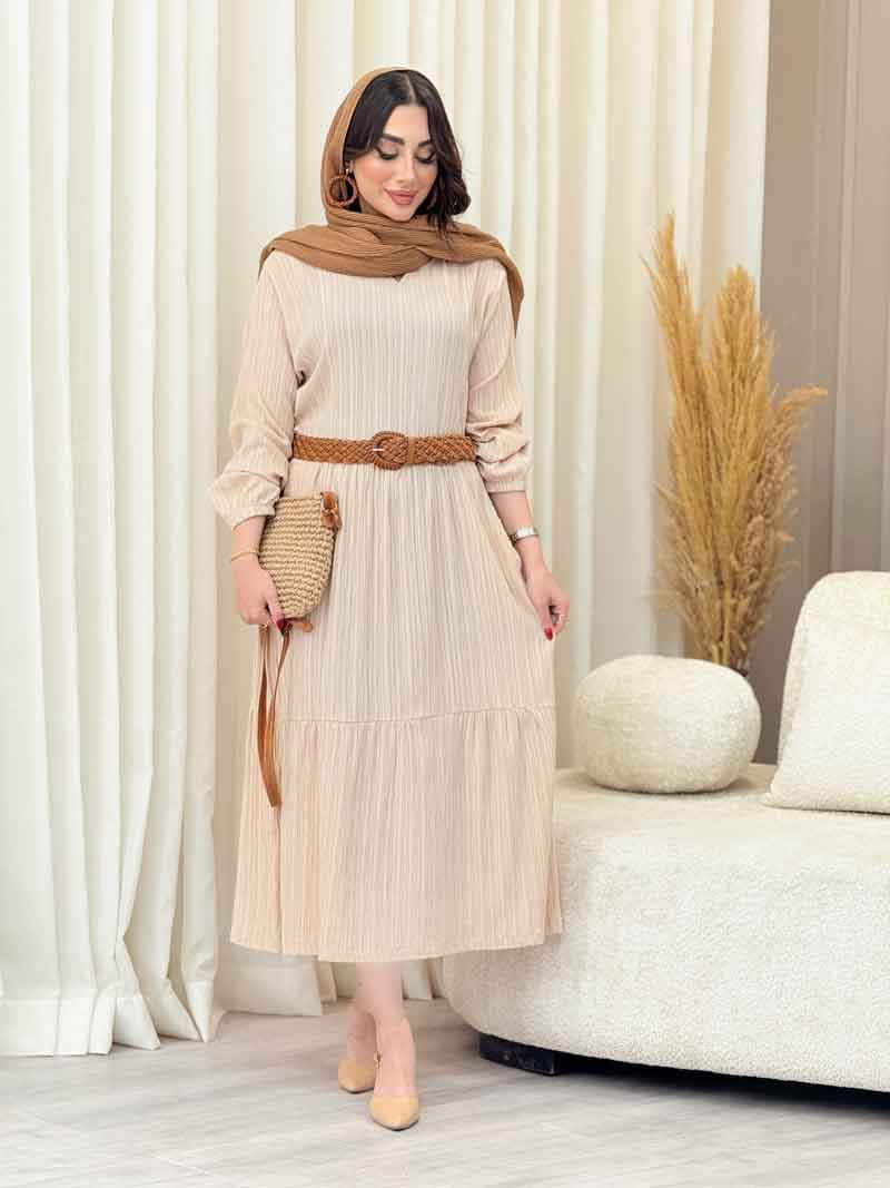 پیراهن کراش بلند چین دار کد 6650