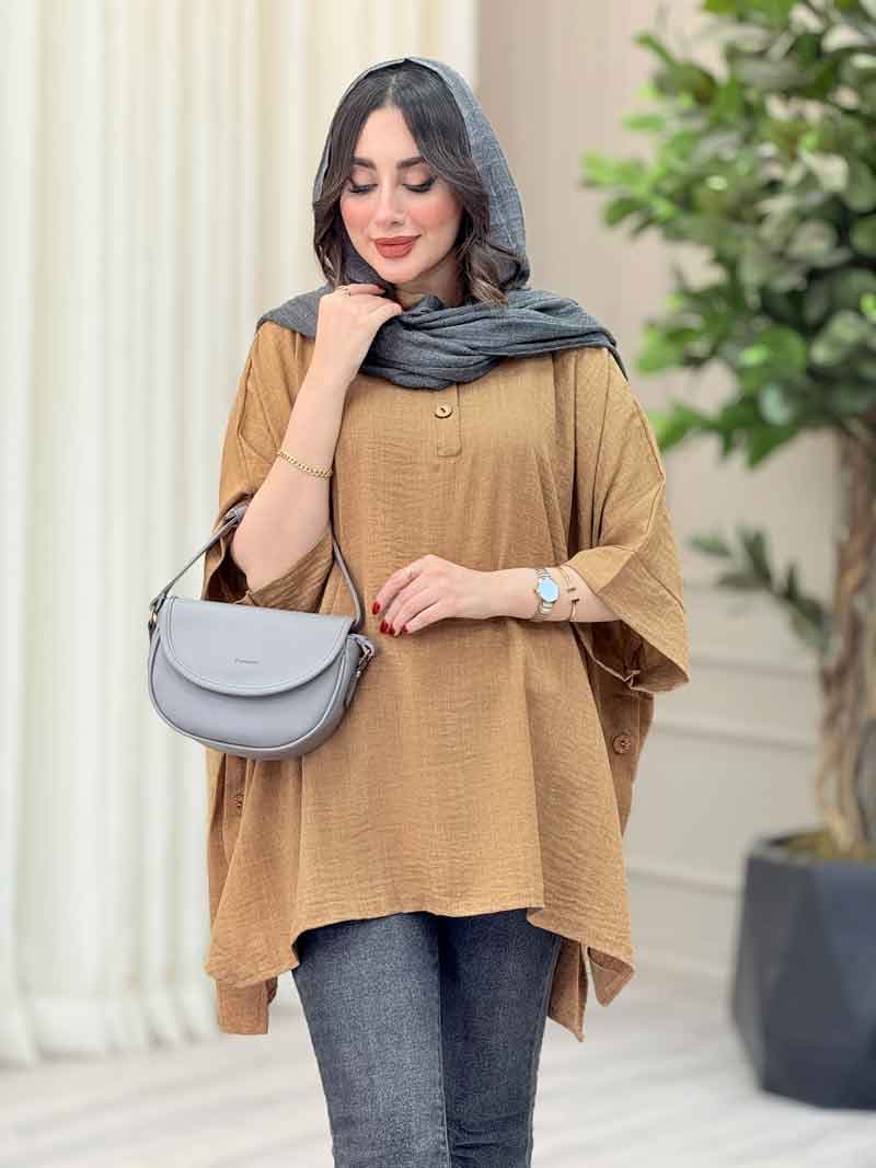 مانتو پانچ بغل سه دکمه کتایون کد 6699 — تصویر ۲