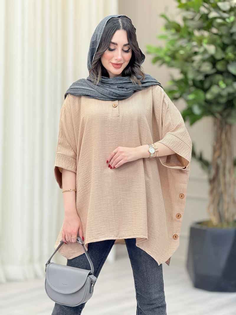 مانتو پانچ بغل سه دکمه کتایون کد 6699 — تصویر ۳