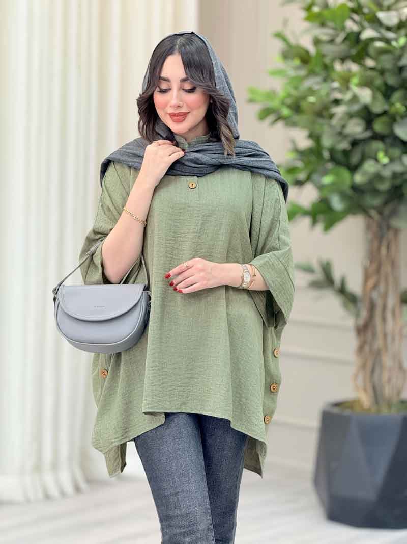 مانتو پانچ بغل سه دکمه کتایون کد 6699 — تصویر ۶