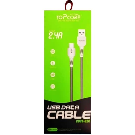 کابل شارژ و انتقال دیتا USB-A به تایپ سی (Type-C) توپ‌کور (Topcore) مدل CB24-02C