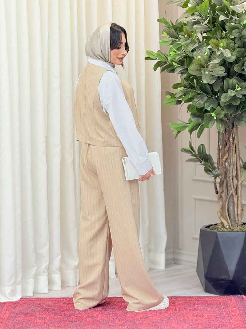 ست دو تکه جلیقه و شلوار راه راه کد 6239 — تصویر ۵
