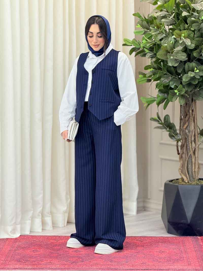 ست دو تکه جلیقه و شلوار راه راه کد 6239 — تصویر ۶