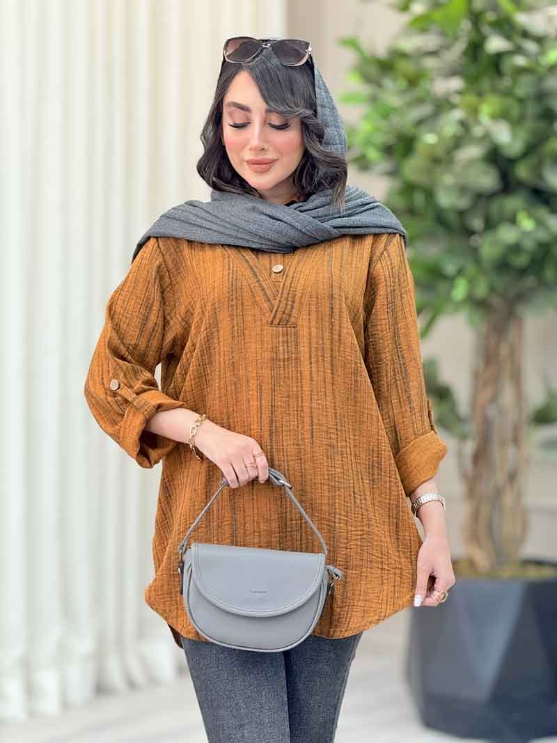 مانتو جلو بسته آستین پاگن رومینا کد 6574 — تصویر ۴