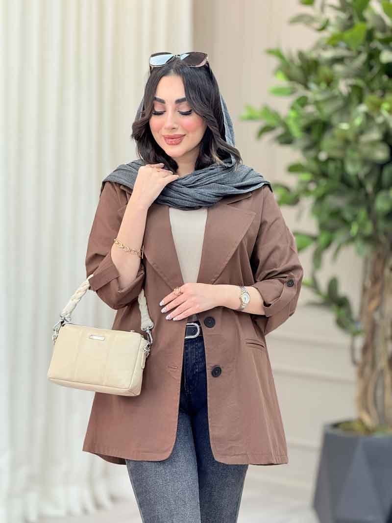 مانتو دو دکمه جیب نما رانیا کد 6568 — تصویر ۲