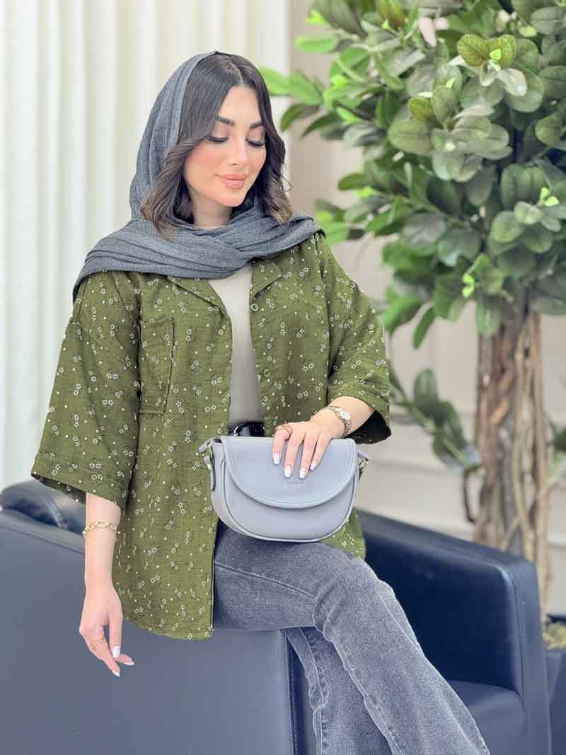 شومیز طرح گل تک جیب کد 6532 — تصویر ۲