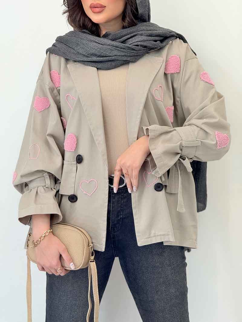 مانتو جیب نما طرح قلب کد 6519 — تصویر ۳