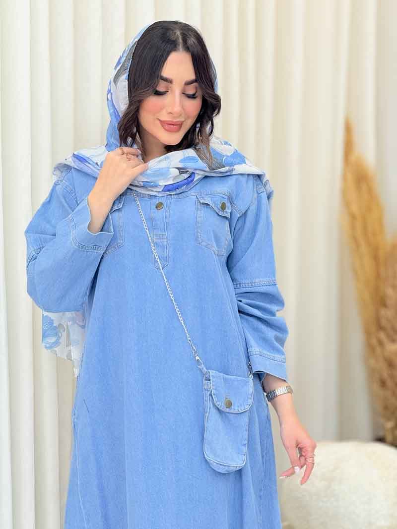 پیراهن جین کیف دار کد 6077 — تصویر ۷