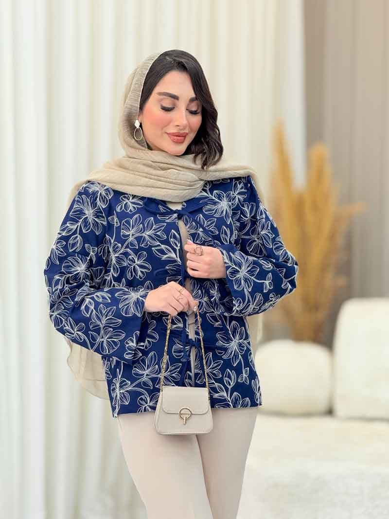 مانتو جلو بند نسترن کد 6210 — تصویر ۸
