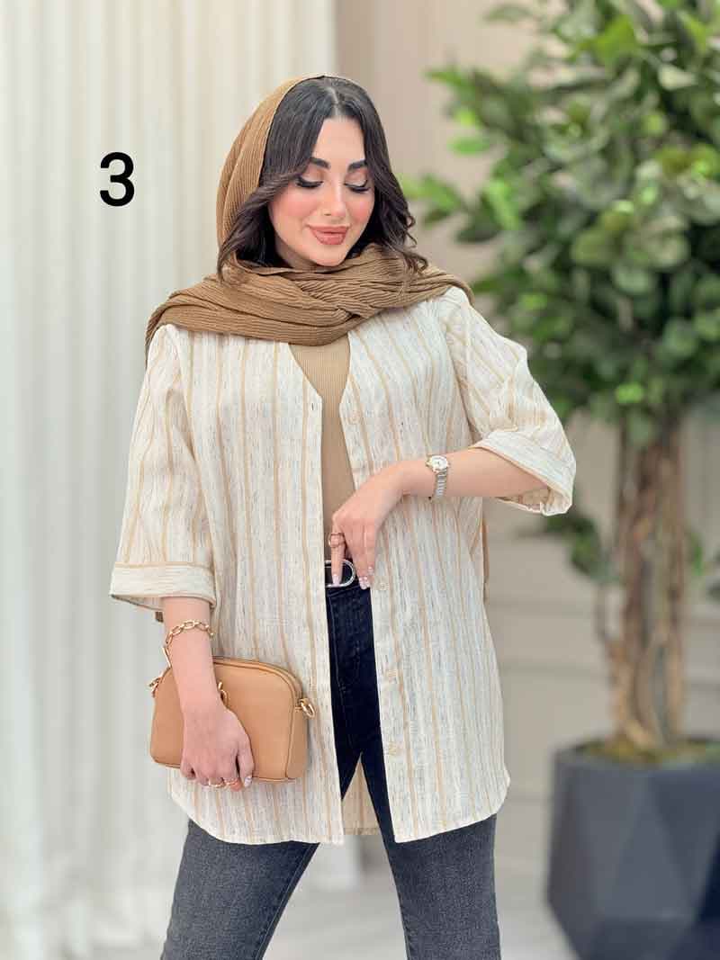شومیز آستین پاکتی طرح دار کد 6493 — تصویر ۲