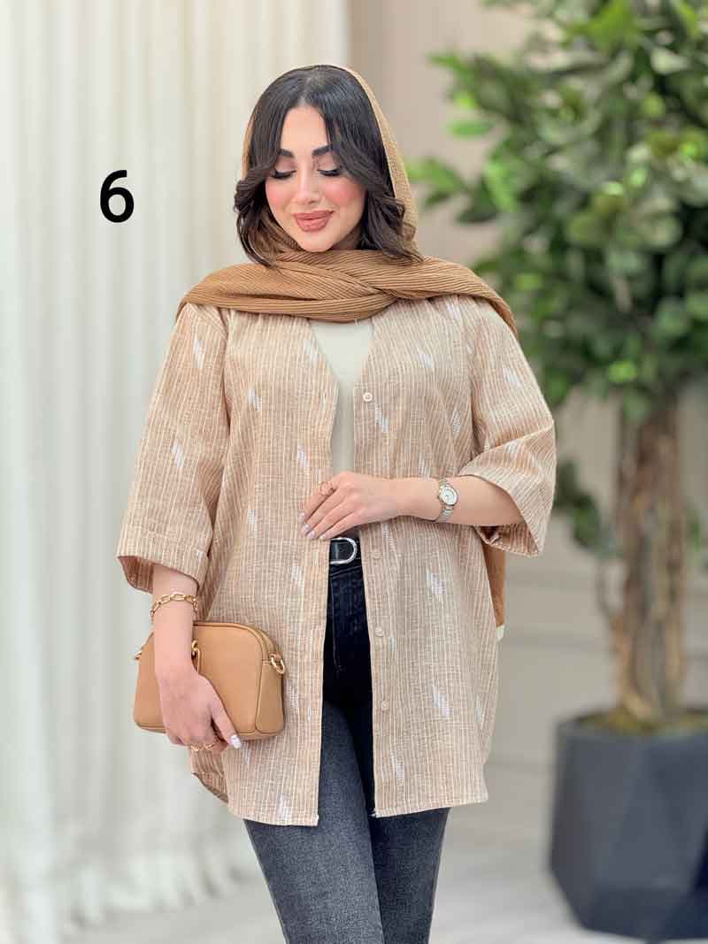 شومیز آستین پاکتی طرح دار کد 6493 — تصویر ۷