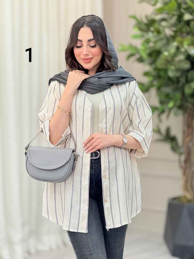 شومیز آستین پاکتی طرح دار کد 6493 — تصویر ۸
