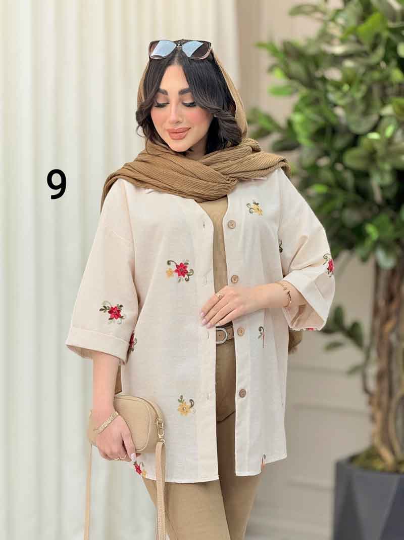 شومیز نچرال طرح دار کد 6283 — تصویر ۲