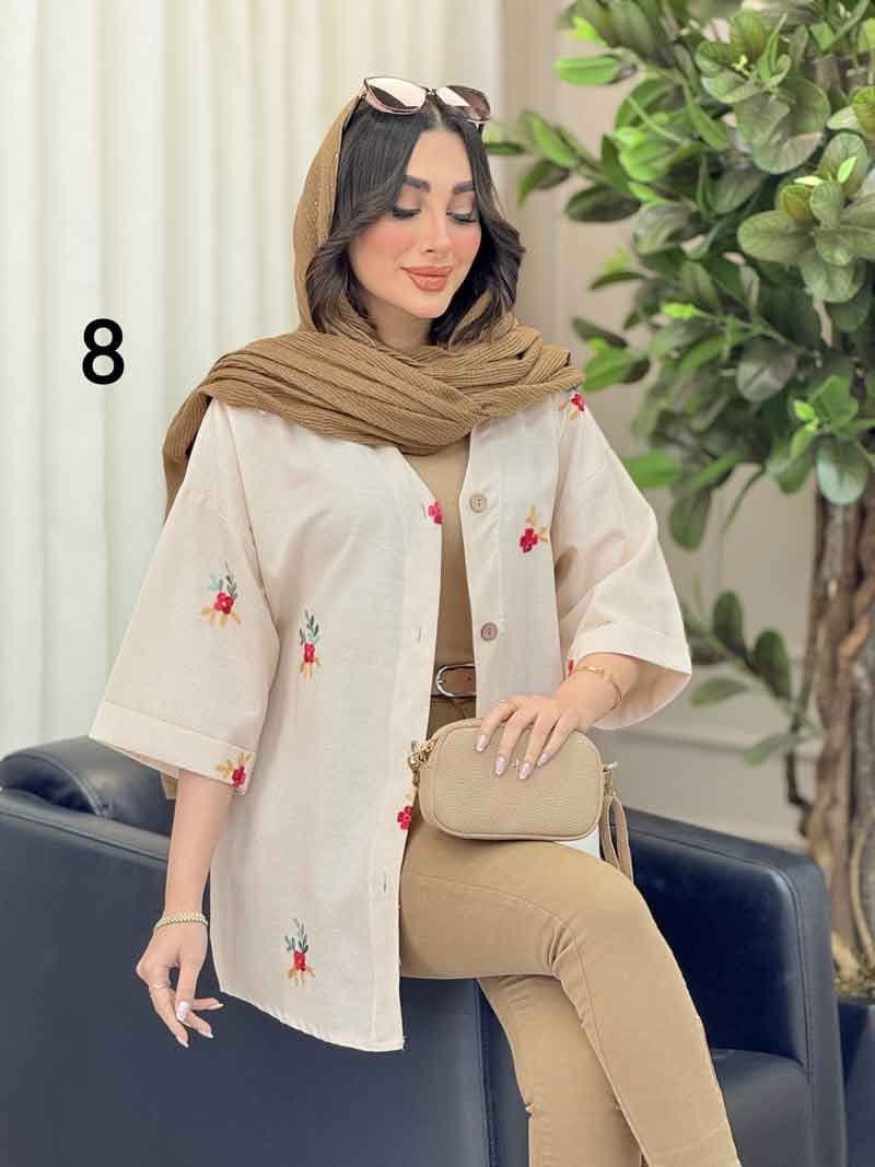 شومیز نچرال طرح دار کد 6283 — تصویر ۴