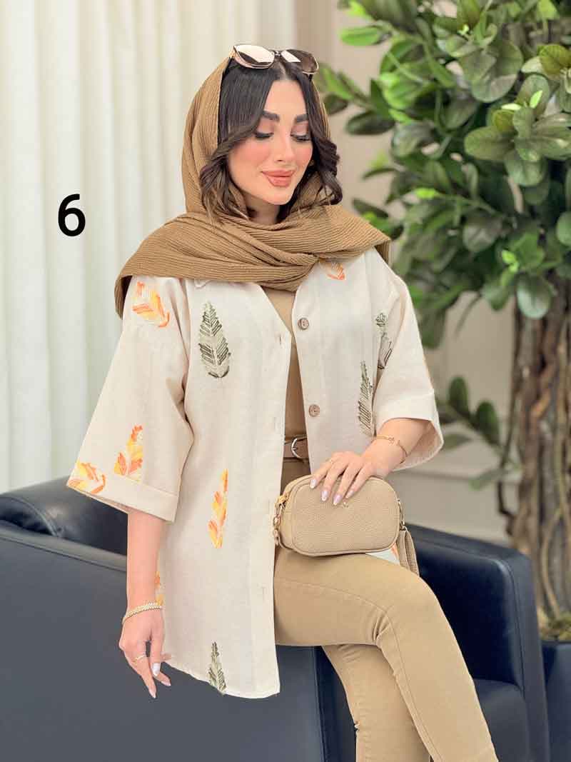 شومیز نچرال طرح دار کد 6283 — تصویر ۵