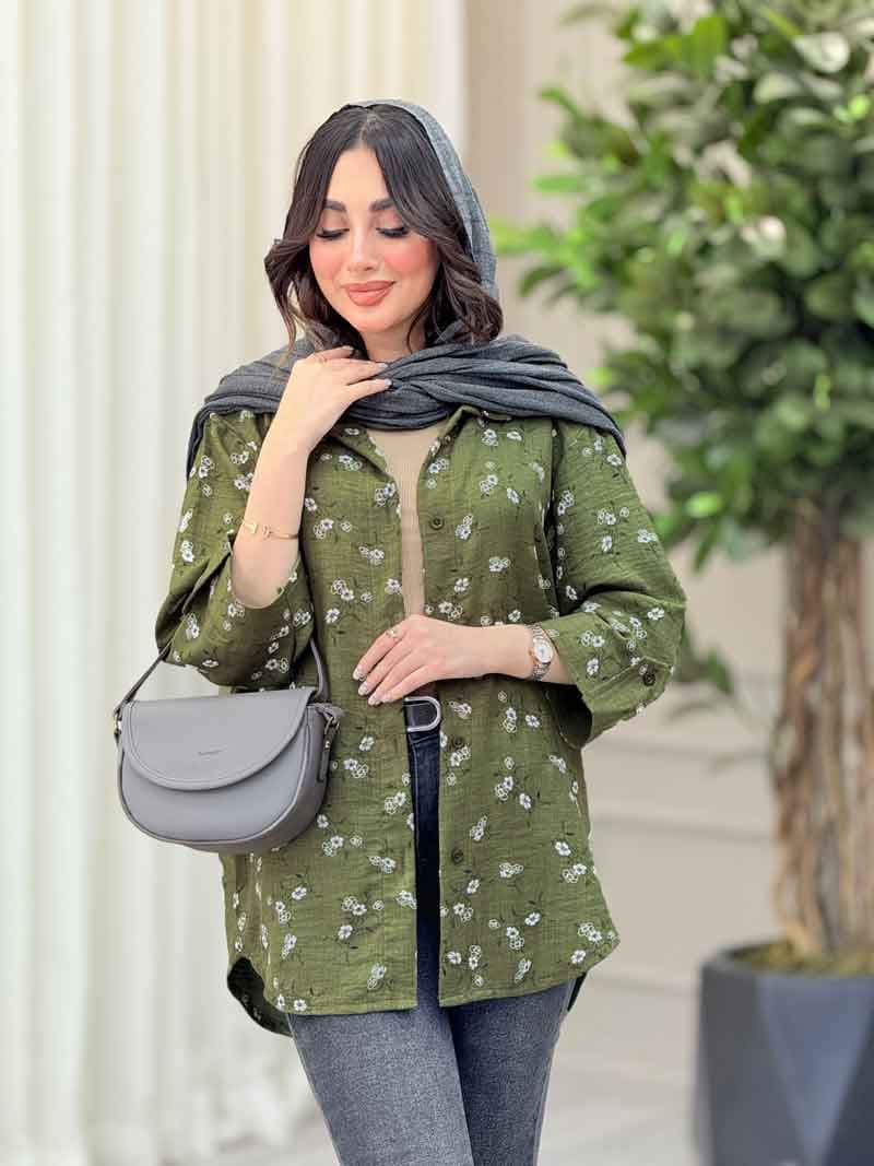 شومیز طرح گل نیوشا کد 6446 — تصویر ۴