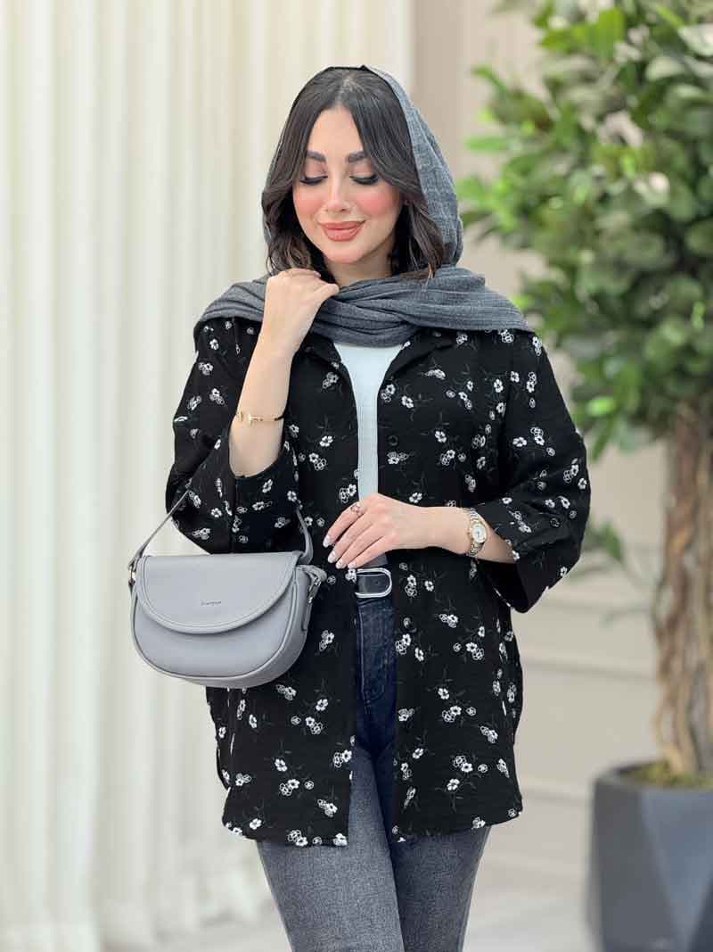شومیز طرح گل نیوشا کد 6446 — تصویر ۶