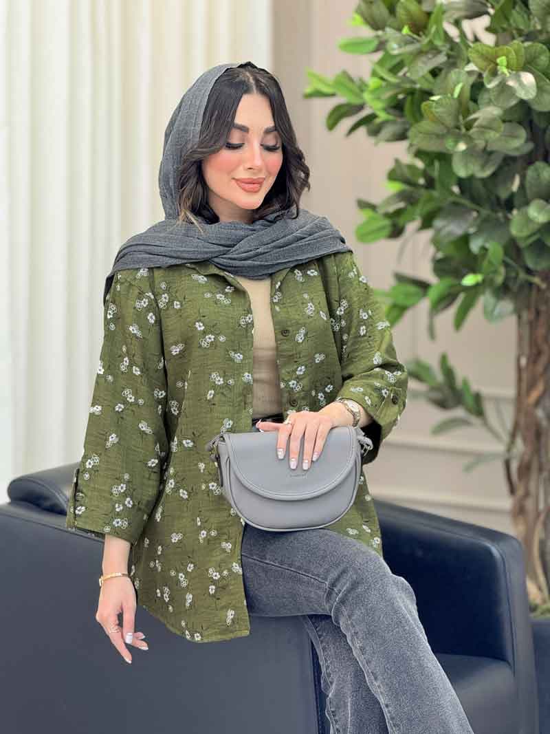 شومیز طرح گل نیوشا کد 6446 — تصویر ۲