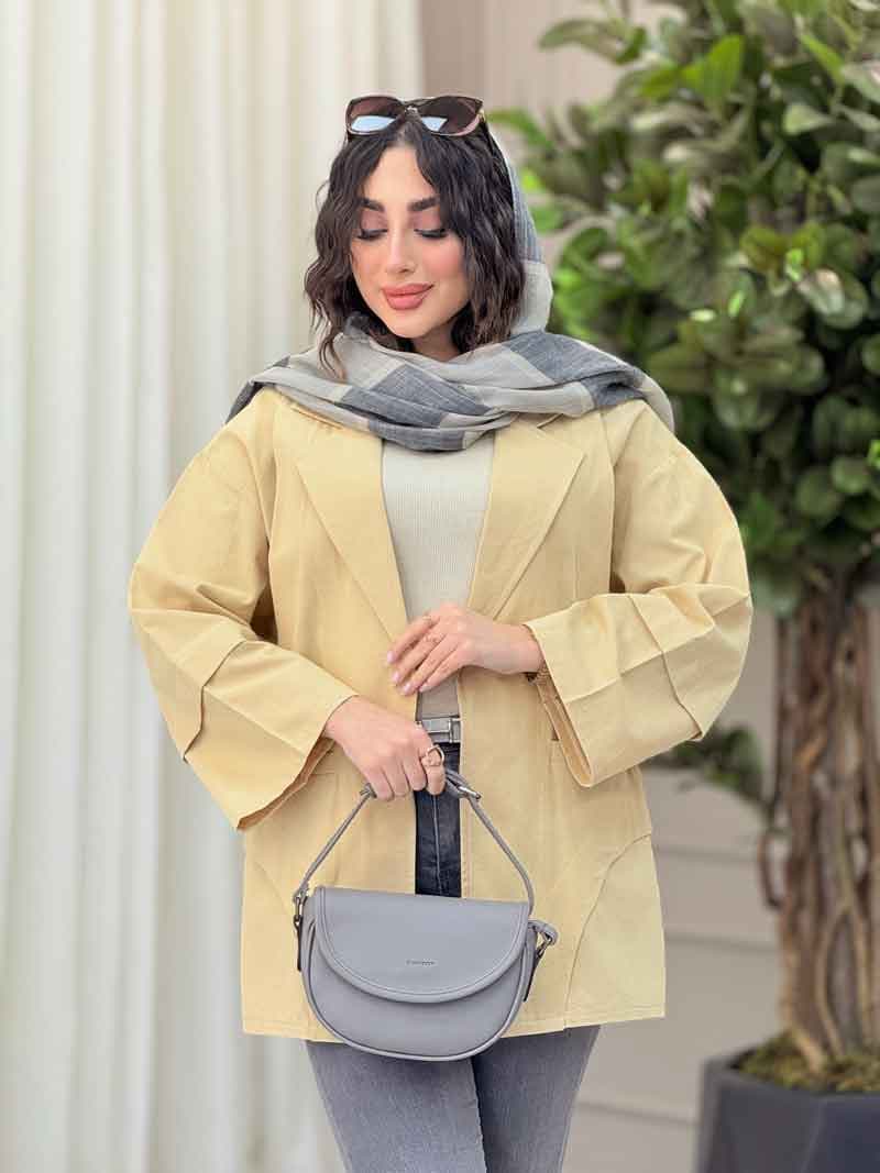 مانتو برش هلالی دو جیب آرزو کد 6432 — تصویر ۶