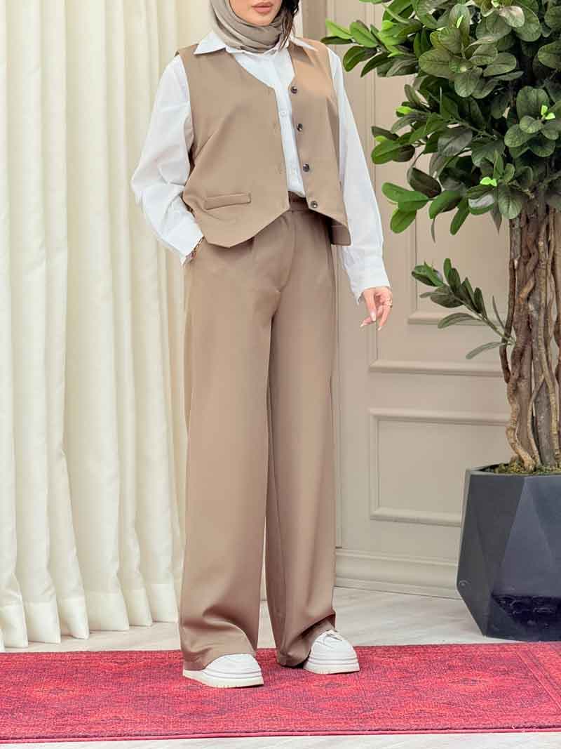 ست جلیقه و شلوار جیب نما کد 6187