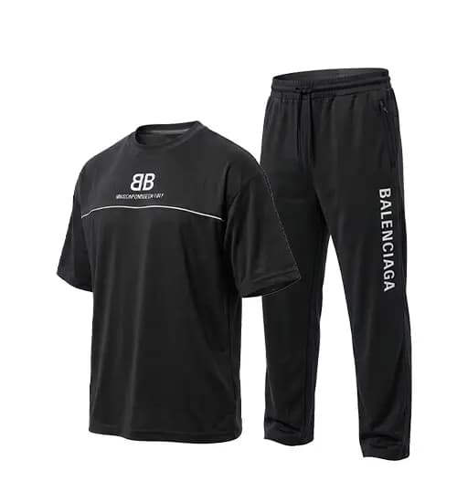 ست مردانه تیشرت باکسی و شلوار Balenciaga مشکی مدل 50381
