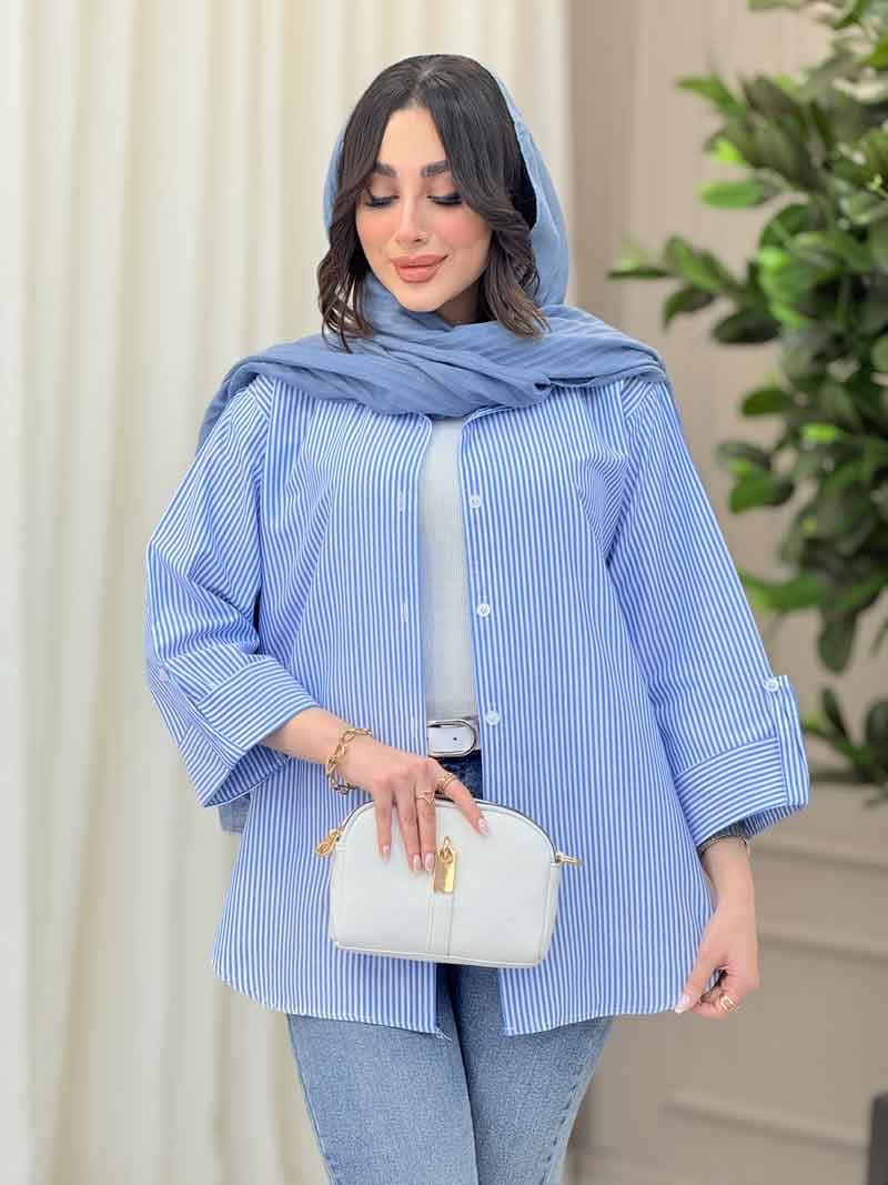 مانتو راه راه آستین پاگن آنیدا کد 6226 — تصویر ۲