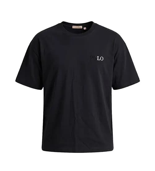 تیشرت Polo یقه گرد مردانه مشکی نخ پنبه طرح دار مدل 50144